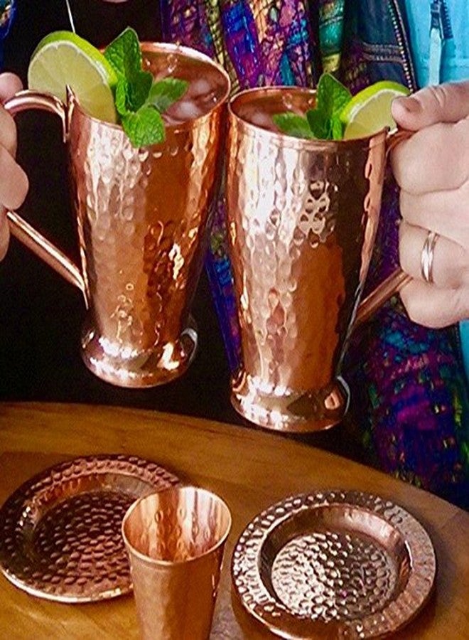 Kamojo 100% Pure Copper Coasters for Moscow Mule Mugs - Hand Hammered by Artisans in India - Protect Your Furniture from Condensation- Vintage Housewarming (Set of 4) - Image 4