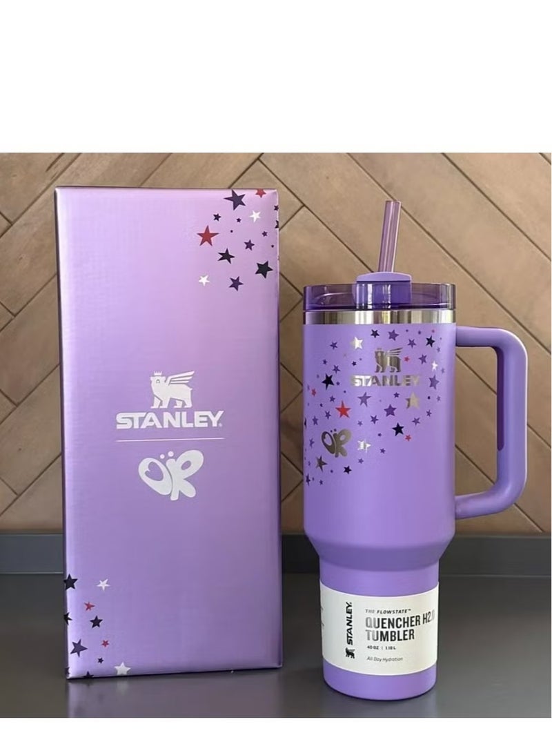 Stanley Olivia Rodrigo X Limited Edition Stanley Cup 40oz Quencher H2.0 FlowState Tumbler – Premium SS Vacuum Insulated Travel Mug with Leak-Resistant Lid & Reusable Straw for Iced Tea, Water, Coffee & Smoothies – Trendy, Durable & Perfect Gift Idea - Image 1