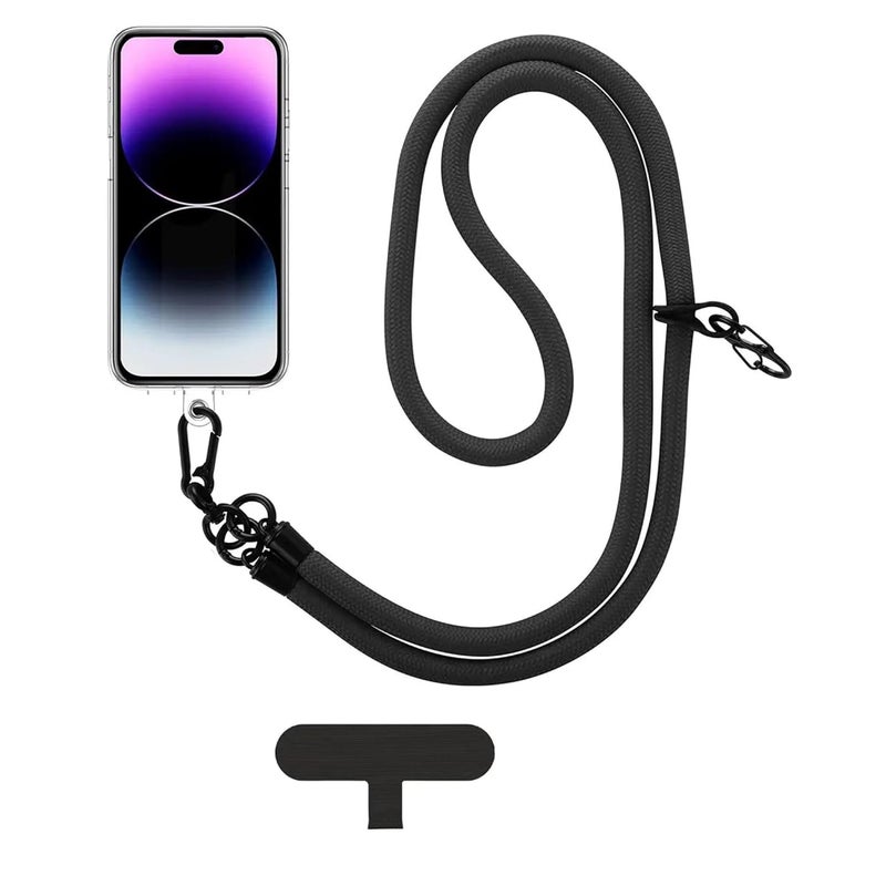 GadgetBite Phone Lanyard for Mobile Strap String Multipurpose Hand Wrist Strap Cross Body Shoulder Strap for Hands Free Carrying Keychain for Cellphone Camera Keys ID Cards USB Flash Drive - Black - Image 1
