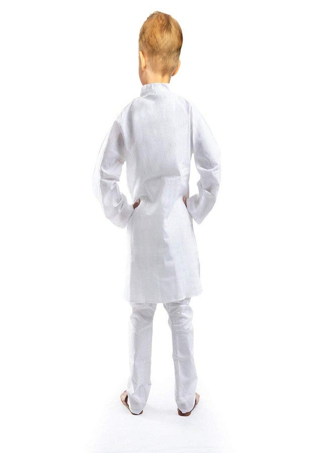 V3E قميص كورتا وبجامة للأطفال الأولاد باللون الأبيض بتصميم شيكان كاري (6-7 سنوات) - Image 2