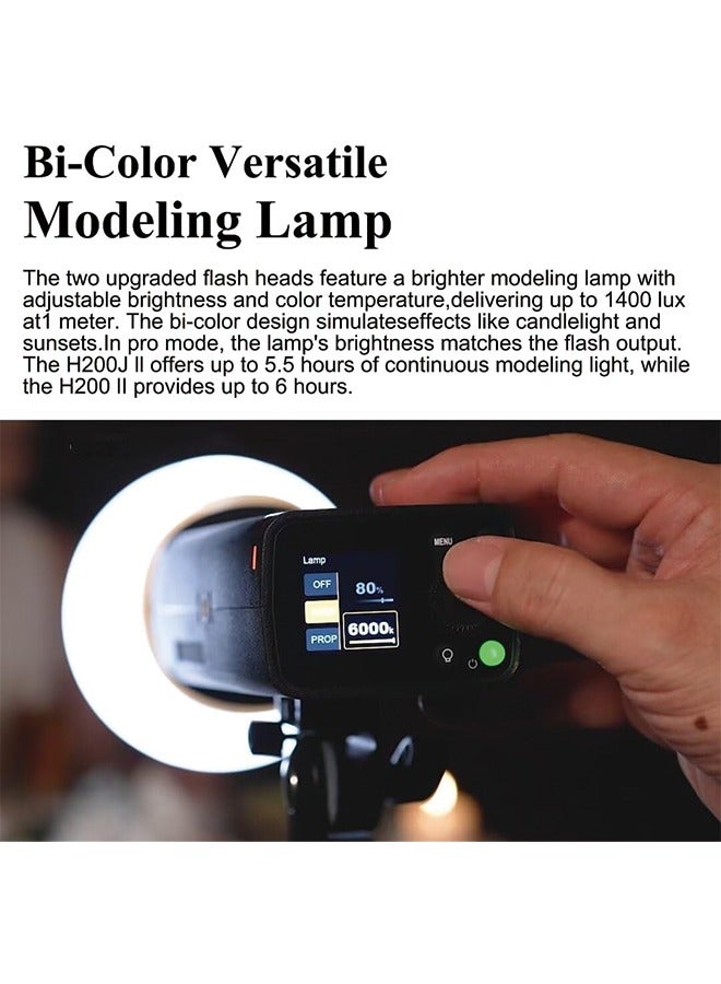 Godox AD200 Pro II Flash Strobe, HSS Pocket Flash Monolight 200Ws 5800±200K Bi-Color TTL 1/8000s with Wireless Flash and 0.01-1.8s Recycling - Image 5