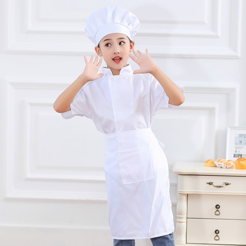 Children'S Chef Uniform Set For Primary And Secondary School Students, Cooking Lessons, Labor Class, Waiter Activities, Children'S Activity Clothing , Long Sleeves - Image 1