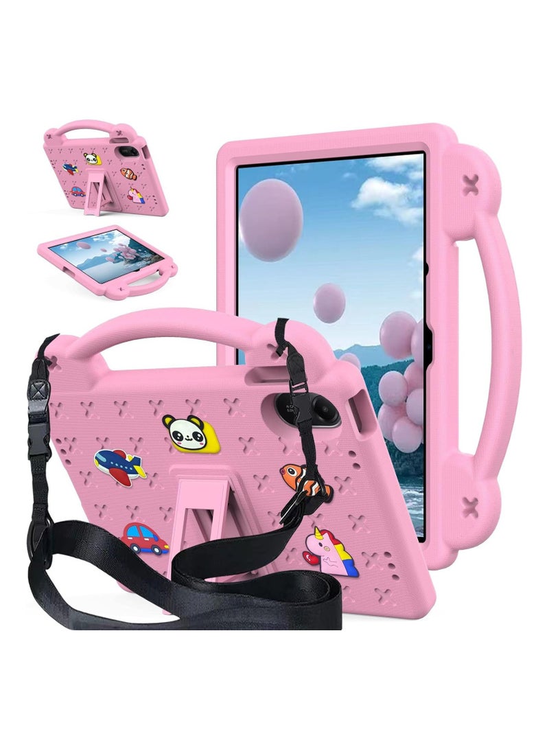 VKL Kids Case Compatible with Xiaomi Redmi Pad 2 2025 /Redmi Pad SE 2025 (11 inch), Shockproof Case with Shoulder Strap and Handle Stand (Pink) - Image 1