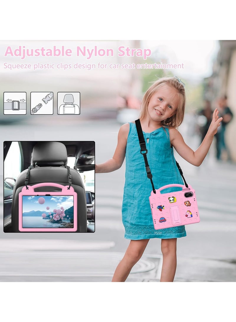 VKL Kids Case Compatible with Xiaomi Redmi Pad 2 2025 /Redmi Pad SE 2025 (11 inch), Shockproof Case with Shoulder Strap and Handle Stand (Pink) - Image 3