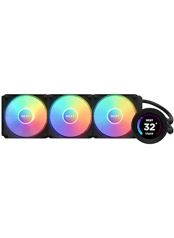 NZXT - Kraken Elite RGB 360-360mm AIO CPU Liquid Cooler - Customizable 2.36"" Wide-Angle LCD Display for GIFs, Images, Performance Metrics - High-Performance Pump - 3 x F120 RGB Core Fans - Black - Image 1
