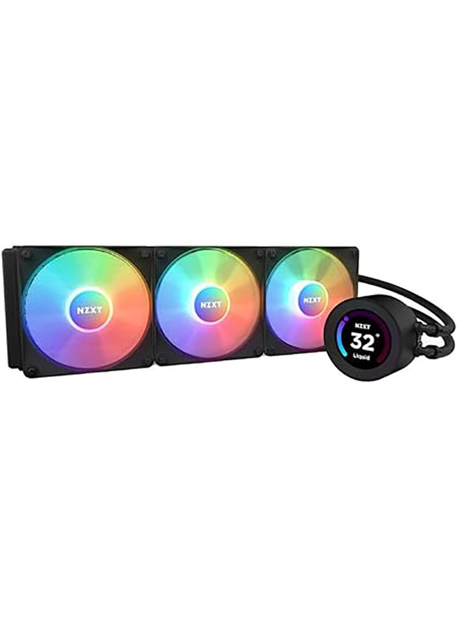 NZXT - Kraken Elite RGB 360-360mm AIO CPU Liquid Cooler - Customizable 2.36"" Wide-Angle LCD Display for GIFs, Images, Performance Metrics - High-Performance Pump - 3 x F120 RGB Core Fans - Black - Image 1