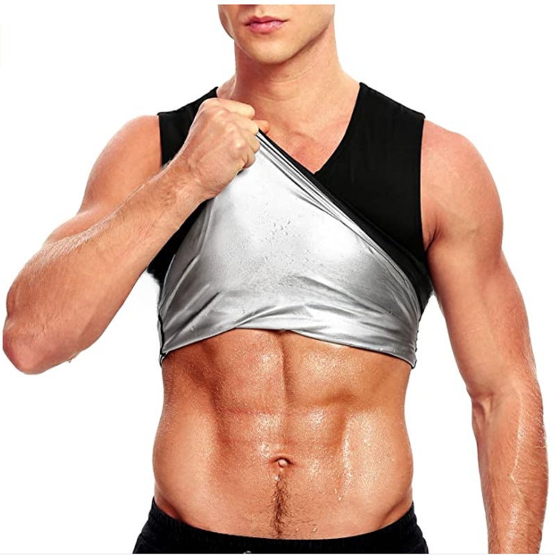 Mens Fitness Shapewear Sweat-Enhancing Sauna Vest PU Blue  - Image 2