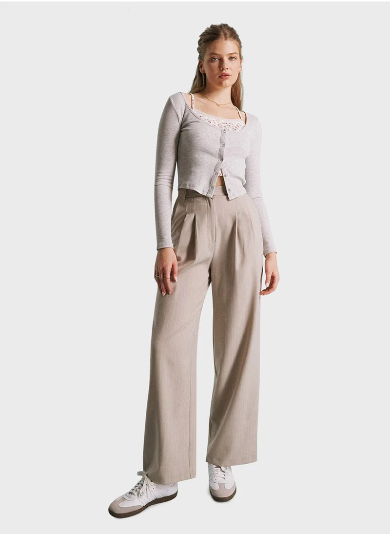 مس سيلفريدج Miss Selfridge wide leg tailored trouser in grey p