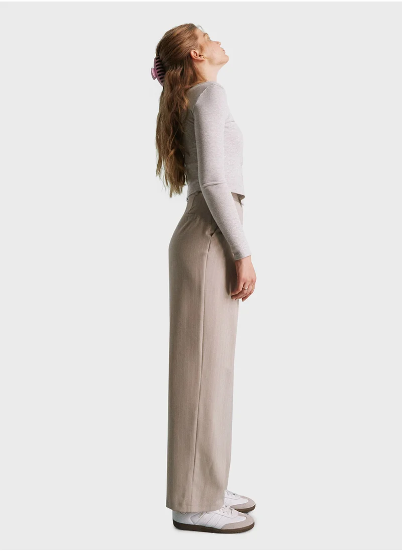 Miss Selfridge Miss Selfridge wide leg tailored trouser in grey p