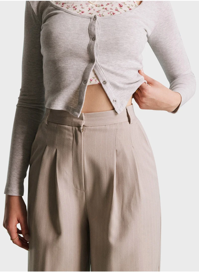 Miss Selfridge Miss Selfridge wide leg tailored trouser in grey p