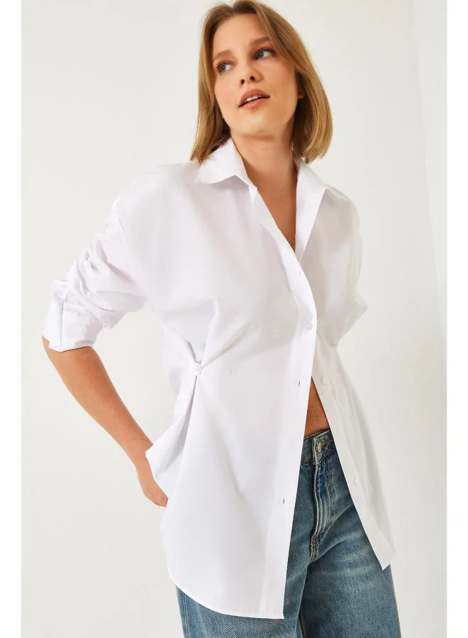 Ginger  Cinched Waist Button Up Shirt for Women | Best Price UAE