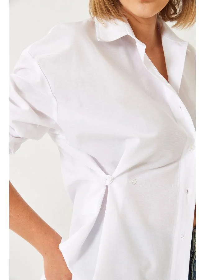 Ginger  Cinched Waist Button Up Shirt for Women | Best Price UAE