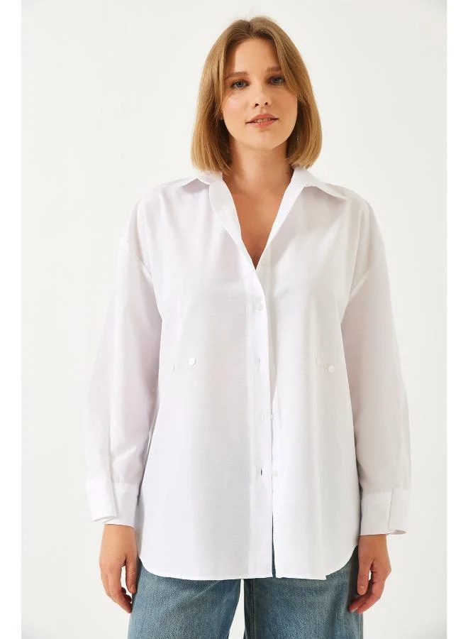 Ginger  Cinched Waist Button Up Shirt for Women | Best Price UAE