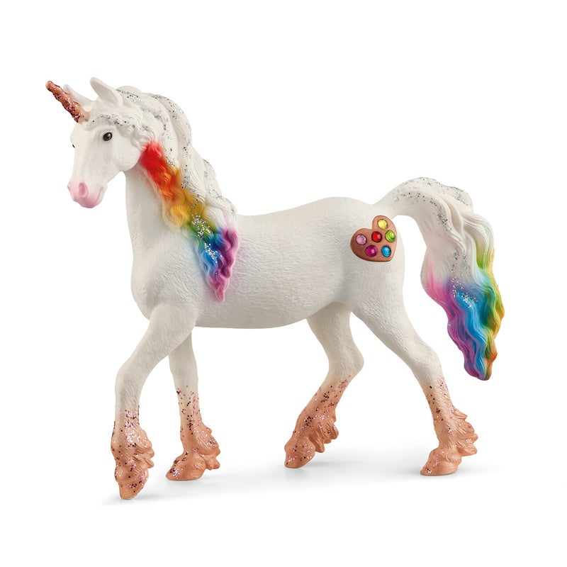 Schleich bayala Mythical Rainbow Love Unicorn Mare Figurine - Featuring Glittery Decorated Details and with Shiny Spiral Horn, Imaginative Fun and Durable Toy for Girls and Boys, Gift for Kids Ages 5+ - Image 1