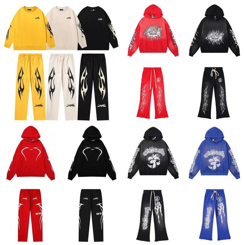 24Ss Autumn New Hell Star American Style Trendy Brand Sport Hoodie Sweatshirt And Sweatpants Set For Men And Women - Image 3