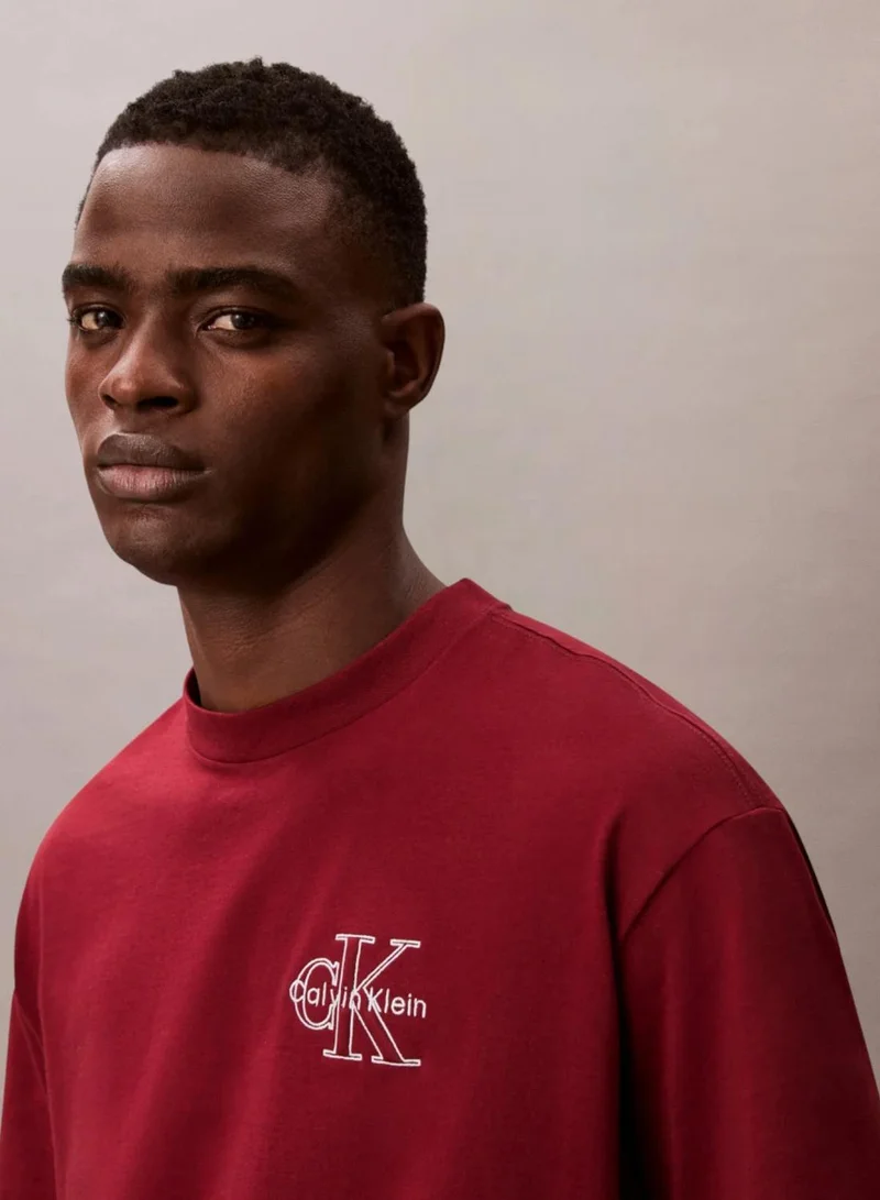 Calvin Klein Jeans Renaissance Red Monogram Logo Tee for Men | Best Price UAE