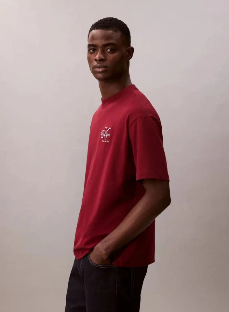 Calvin Klein Jeans Renaissance Red Monogram Logo Tee for Men | Best Price UAE