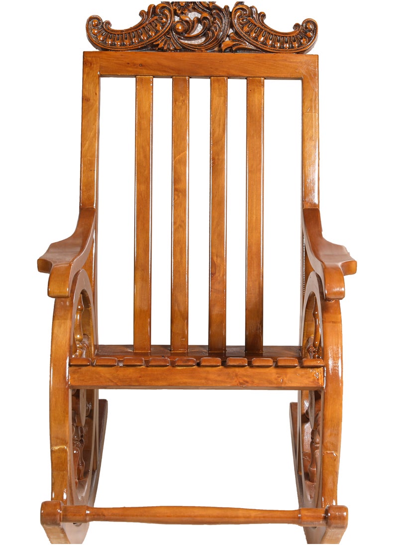 mahome traditional wooden rocking chair with wheel design. Handcrafted Elegance. sutable for living room sofa. rest room. office and garden furniture(alder wood, light brown)  - Image 3