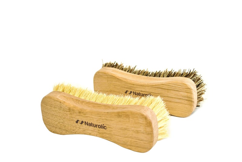 Naturolic All-Natural Wooden Scrub Brush Set | Wooden Handle | Tampico and Palmyra bristles | Eco Friendly Cleaning Products | Pack of 2 - Image 2