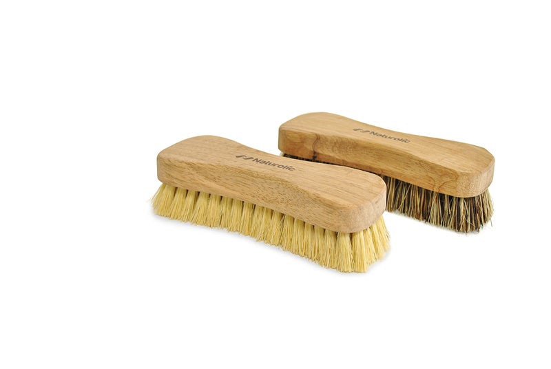 Naturolic All-Natural Wooden Scrub Brush Set | Wooden Handle | Tampico and Palmyra bristles | Eco Friendly Cleaning Products | Pack of 2 - Image 1