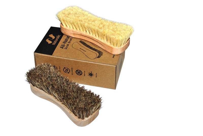 Naturolic All-Natural Wooden Scrub Brush Set | Wooden Handle | Tampico and Palmyra bristles | Eco Friendly Cleaning Products | Pack of 2 - Image 5
