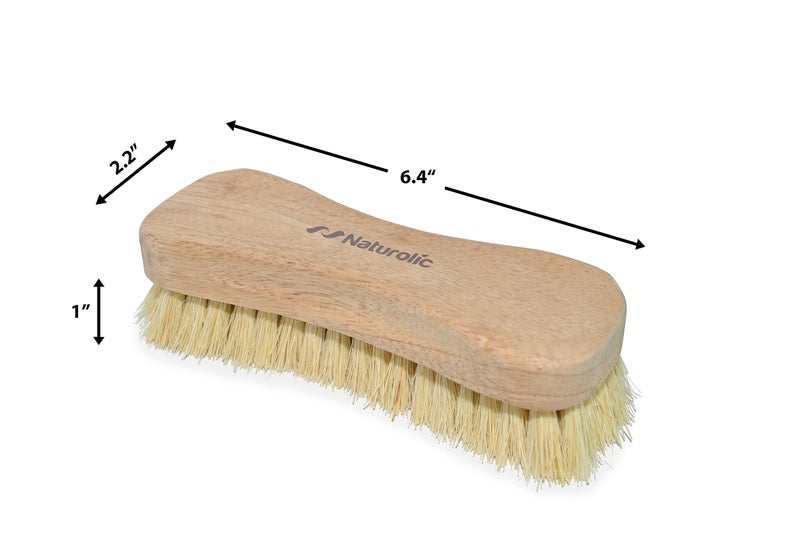Naturolic All-Natural Wooden Scrub Brush Set | Wooden Handle | Tampico and Palmyra bristles | Eco Friendly Cleaning Products | Pack of 2 - Image 3