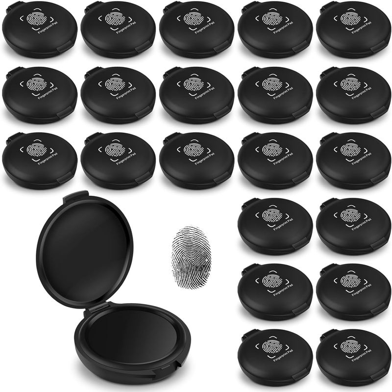 ERKOON 22 Pack Fingerprint Ink Pads, Thumbprint Ink Pad for Notary Supplies Identification Security ID Fingerprint Cards Fingerprint Black - Image 1