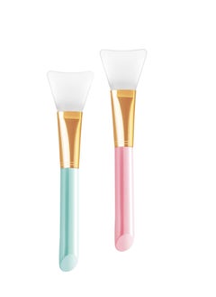 ORiTi 2 PCS ORiTi Silicone Brushes Cosmetic Scrapers Facial Applicator Brushes for Applying Facial Mask Eye Mask Serum or DIY Makeup Tool - Blue Pink  - Image 2