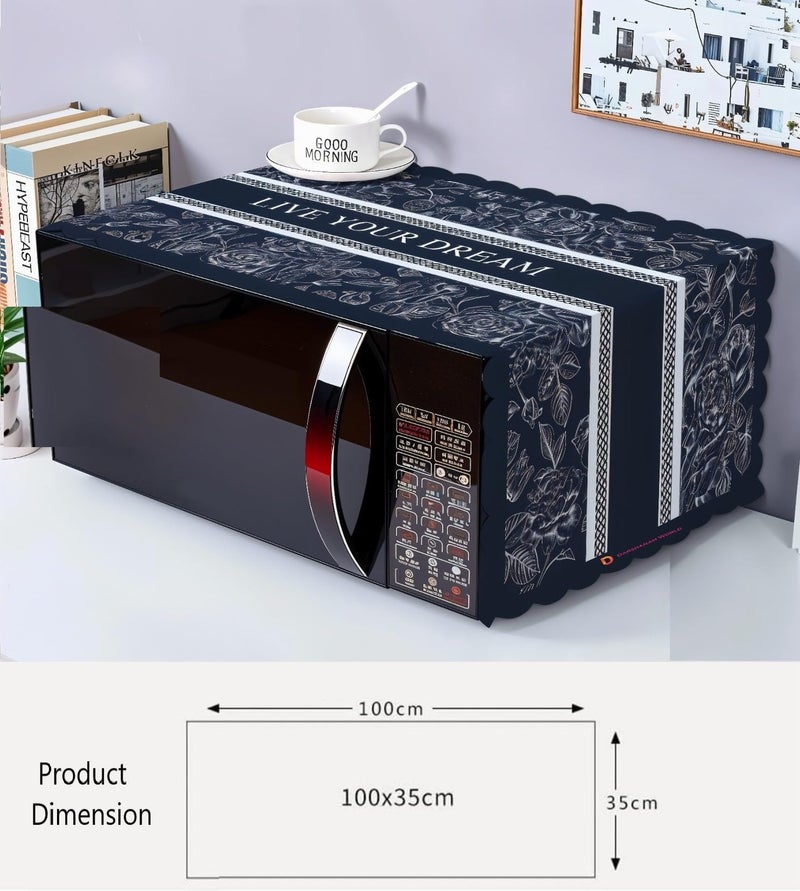 DARSHANAM WORLD Microwave Oven Cover, Waterproof Modern Design Kitchen Oven Cover Attractive Decorative Dust Proof Appliance Oven Top Cover (100 x 35 cm) (Dream Blue) - Image 2