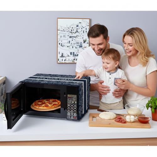 DARSHANAM WORLD Microwave Oven Cover, Waterproof Modern Design Kitchen Oven Cover Attractive Decorative Dust Proof Appliance Oven Top Cover (100 x 35 cm) (Dream Blue) - Image 3