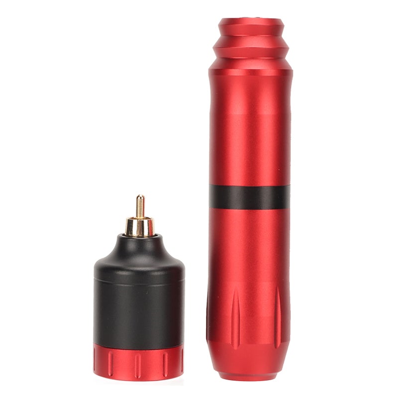 Rotary Tattoo Pen Machine Kit with 1300mAh Power Supply Clip Cord RCA Connector Wireless Tattoo Pen Kit Red - Image 5