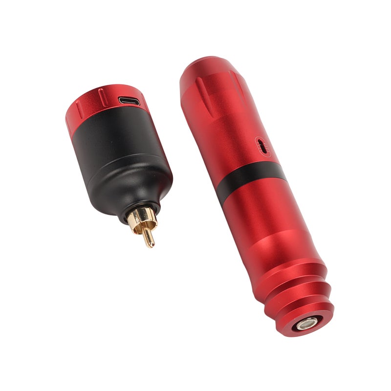 Rotary Tattoo Pen Machine Kit with 1300mAh Power Supply Clip Cord RCA Connector Wireless Tattoo Pen Kit Red - Image 2
