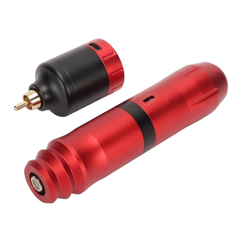 Rotary Tattoo Pen Machine Kit with 1300mAh Power Supply Clip Cord RCA Connector Wireless Tattoo Pen Kit Red - Image 1