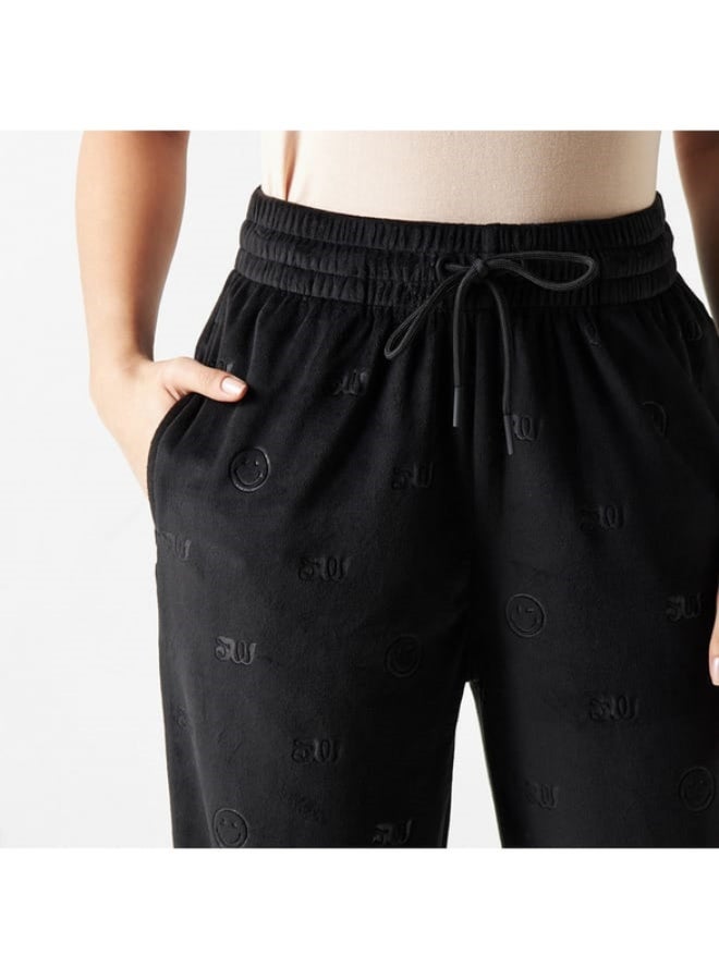SP Characters Smiley World Embossed Joggers with Drawstring Closure and Pockets  - Image 4