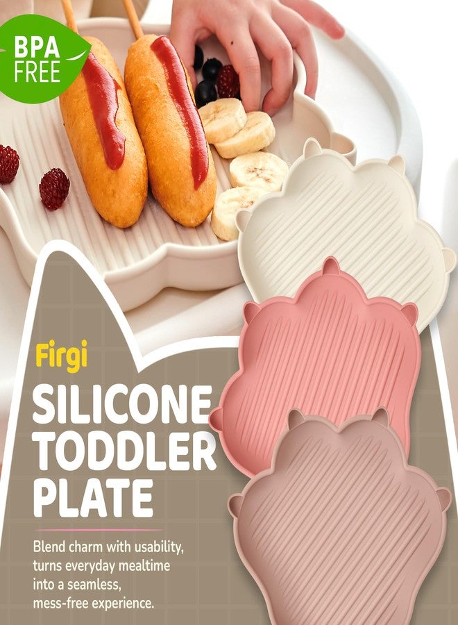 Firgi MEOW Silicone Baby Toddler Plates, Baby Feeding Essentials 100% Food-Grade Led Weaning Supplies BPA Free Toddler Soft and Durable Plate Feeding Supplies BPA Free Kids Ivory - Image 2