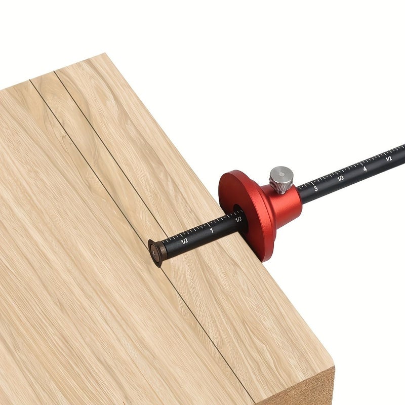 1pc Woodworking European Style Scriber Red Metric Inch Dual Scale Marking Gauge Carpentry Parallel Line Drawing Tool - Image 4