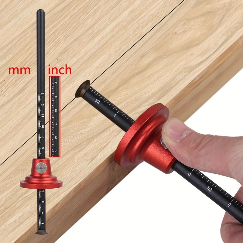 1pc Woodworking European Style Scriber Red Metric Inch Dual Scale Marking Gauge Carpentry Parallel Line Drawing Tool - Image 1