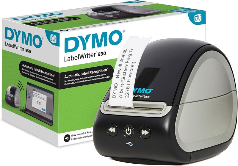 Dymo LabelWriter 550 Label Printer | Label Maker with Direct Thermal Printing | Automatic Label Recognition | Prints Address Labels, Shipping Labels, Barcode Labels & More | UK 3 Pin Plug - Image 1