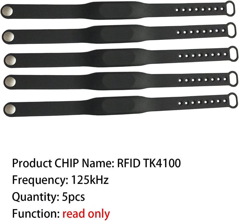 hecere سوار/سوار سيليكون RFID ID 125 قراءة فقط TK4100 متوافق مع EM4100/EM4200 (عبوة من 5) - Image 4