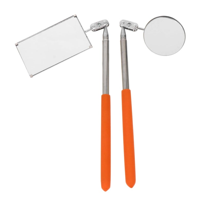 2pcs Telescoping Inspection Mirror Swivel Auto Vehicle Home Use Tight Spaces - Image 2