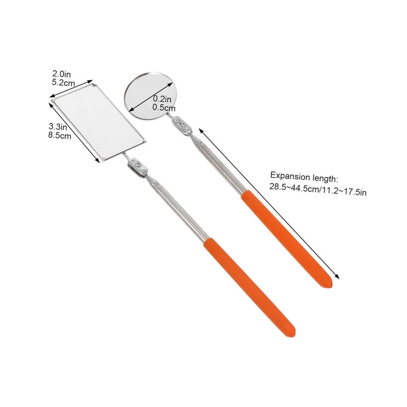 2pcs Telescoping Inspection Mirror Swivel Auto Vehicle Home Use Tight Spaces - Image 3