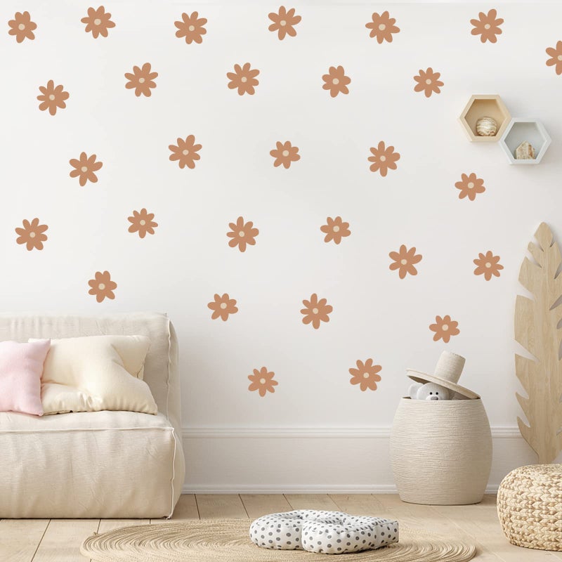 iinuu Boho Room Decor Flower Wall Decals Peel and Stick Vinyl Daisy Floral Wall Stickers for Bedroom Living Room Playroom Nursery Classroom Boho Art Decor Stickers for Car Window Tumbler Laptop