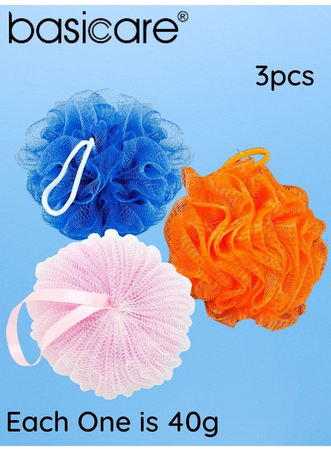 Basicare Soft Mesh Bath Loofah - Large Bath Loofah Sponge Scrubber Exfoliator for High Lather Cleansing Exfoliating Shower Sponge (Multicolor2, 3Pcs) - Image 2
