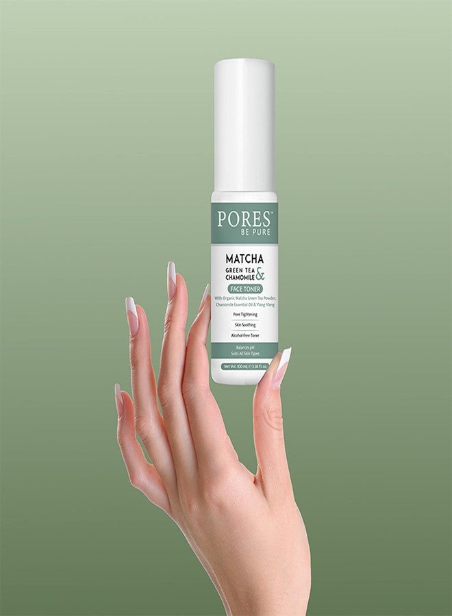 PORES Be Pure Matcha Green Tea Face Toner | Pore-Tightening & Skin-Soothing Toner with Chamomile & Ylang-Ylang | Alcohol-Free, pH Balancing Facial Toner for Hydrated & Glowing Skin | Suitable for All Skin Types - ( 100mL X 3 ) - Image 3