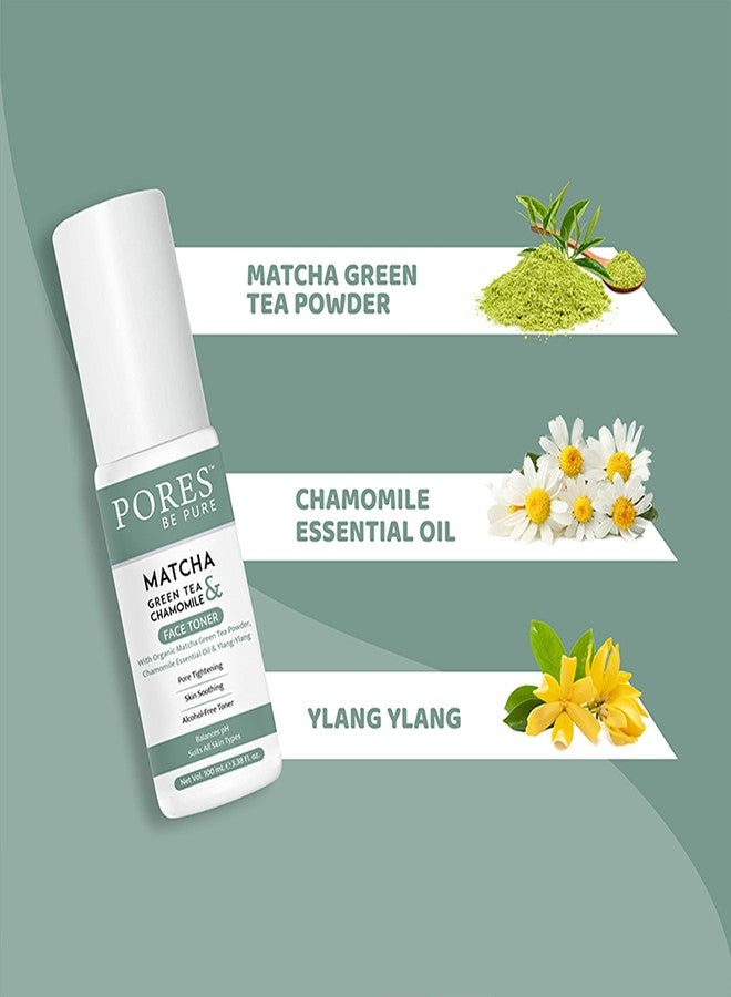 PORES Be Pure Matcha Green Tea Face Toner | Pore-Tightening & Skin-Soothing Toner with Chamomile & Ylang-Ylang | Alcohol-Free, pH Balancing Facial Toner for Hydrated & Glowing Skin | Suitable for All Skin Types - ( 100mL X 3 ) - Image 4