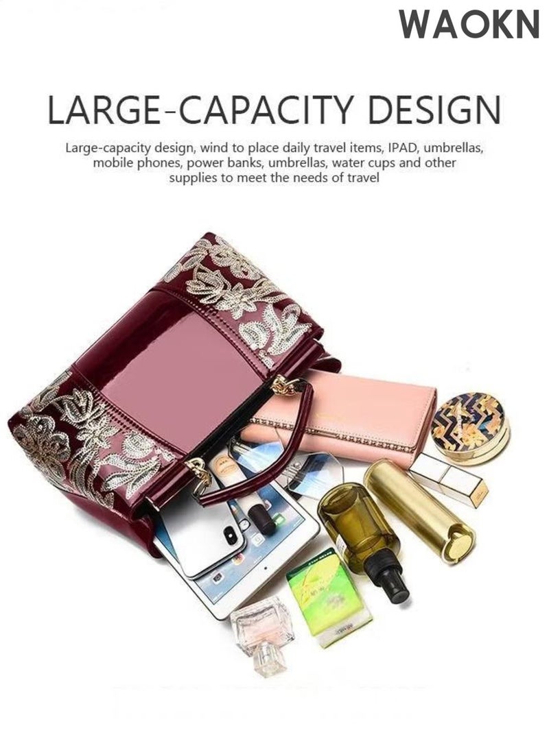 دبليو أيه أو كي أن حقيبة يد نسائية أنيقة بمقبض علوي ونمط رائع، حقيبة كتف كبيرة الحجم بحزام قابل للتعديل وسحاب إغلاق، حقيبة كروس أنيقة وعصرية للسيدات، مثالية للمواعيد والتسوق والاستخدام اليومي. - Image 2