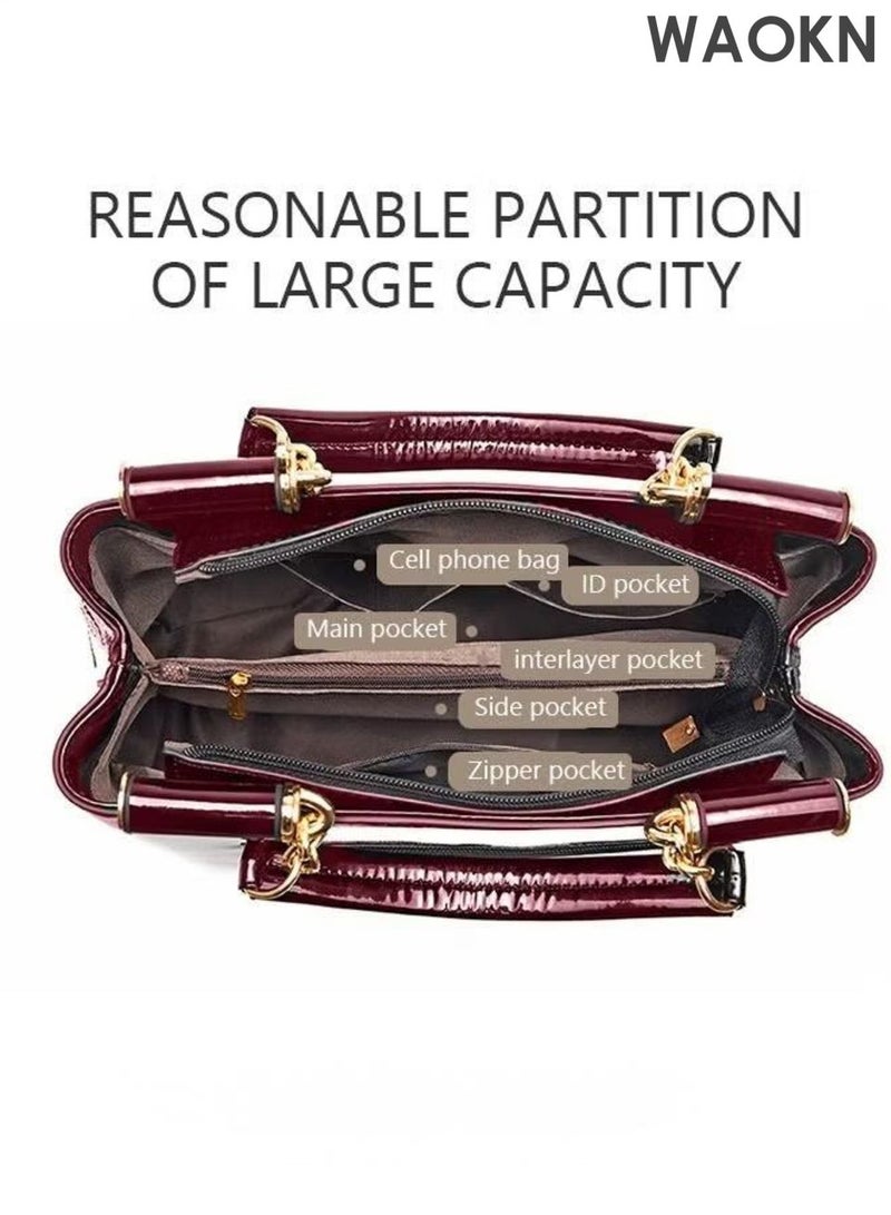 دبليو أيه أو كي أن حقيبة يد نسائية أنيقة بمقبض علوي ونمط رائع، حقيبة كتف كبيرة الحجم بحزام قابل للتعديل وسحاب إغلاق، حقيبة كروس أنيقة وعصرية للسيدات، مثالية للمواعيد والتسوق والاستخدام اليومي. - Image 4