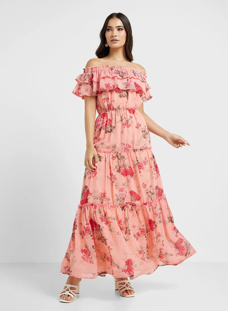 ELLA Floral Ruffle Maxi Dress