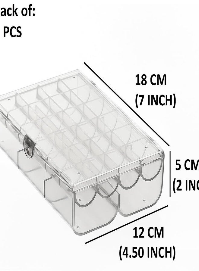 Lumevo 2-Layer Acrylic Jewelry Storage Box with Lid – 24 Small & 6 Large Compartments for Earrings, Necklaces, Bracelets & Rings – Portable Organizer Case (Multicolor, Pack of 1) - Image 3