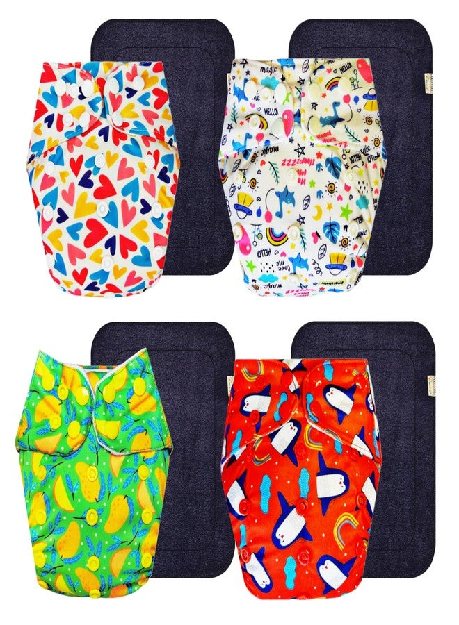 حفاضات قماشية فاخرة من دمبلدو مع حشوة رمادية (عبوة من 4 قطع) | ملائمة تمامًا | تسمح بمرور الهواء | أزرار كبس قابلة للتعديل | مصممة من قبل الأمهات | من 3 أشهر إلى 3 سنوات | للجنسين - Image 1